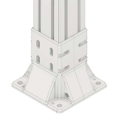 33-9090-0 MODULAR SOLUTIONS FOOT 90MM X 90MM (4) SIDED FOOR W/12MM FLOOR ANCHOR HOLES